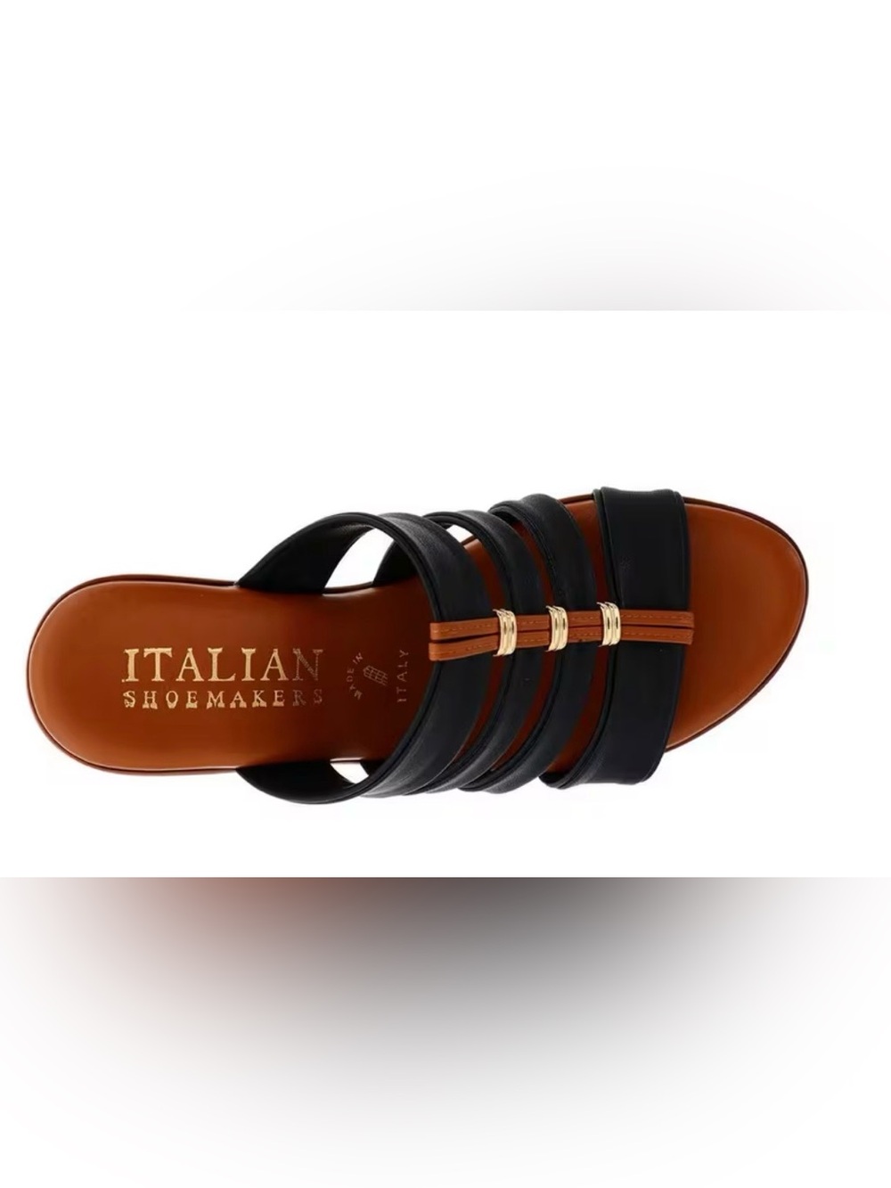 Italian Shoemakers Black Elastic Band Slip On Block Heels Mule Wood Look Shoe 8